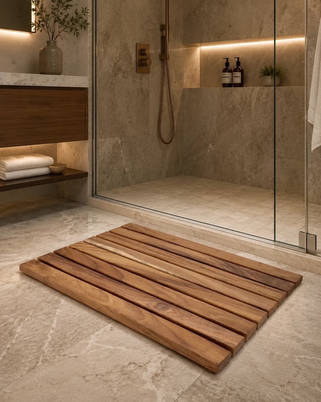 Tapete de baño de madera SPOT-ON en baño estilo spa